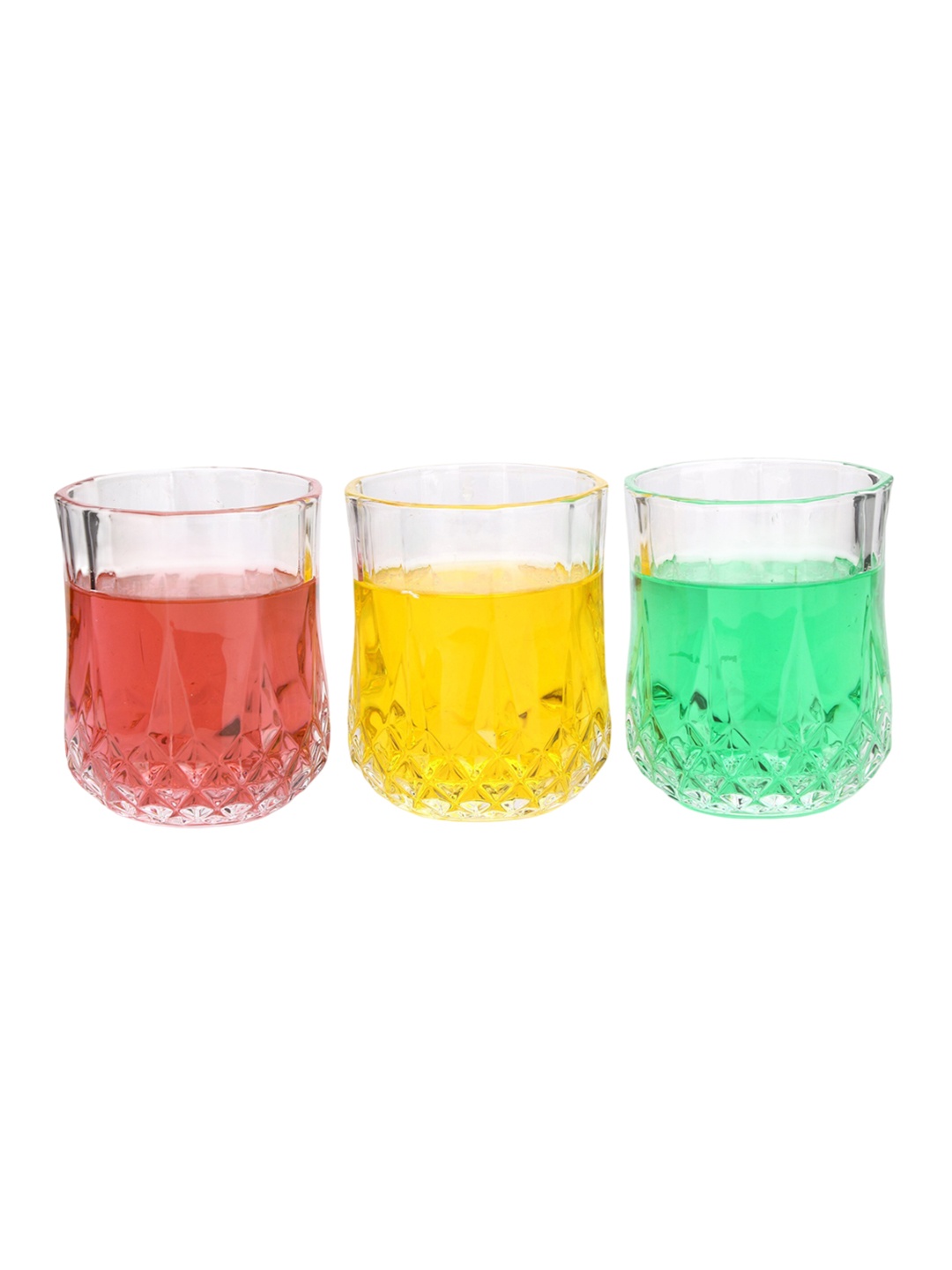 

1ST TIME Transparent 3 Pieces Textured Dishwasher Safe Juice Glasses 200 ml Each