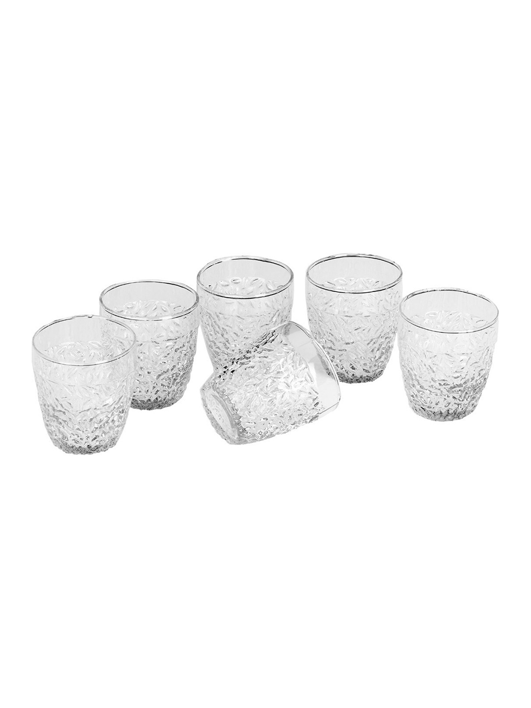 

1ST TIME Transparent 12Pcs Textured Glass Dishwasher Safe Water Glasses 200ml Each