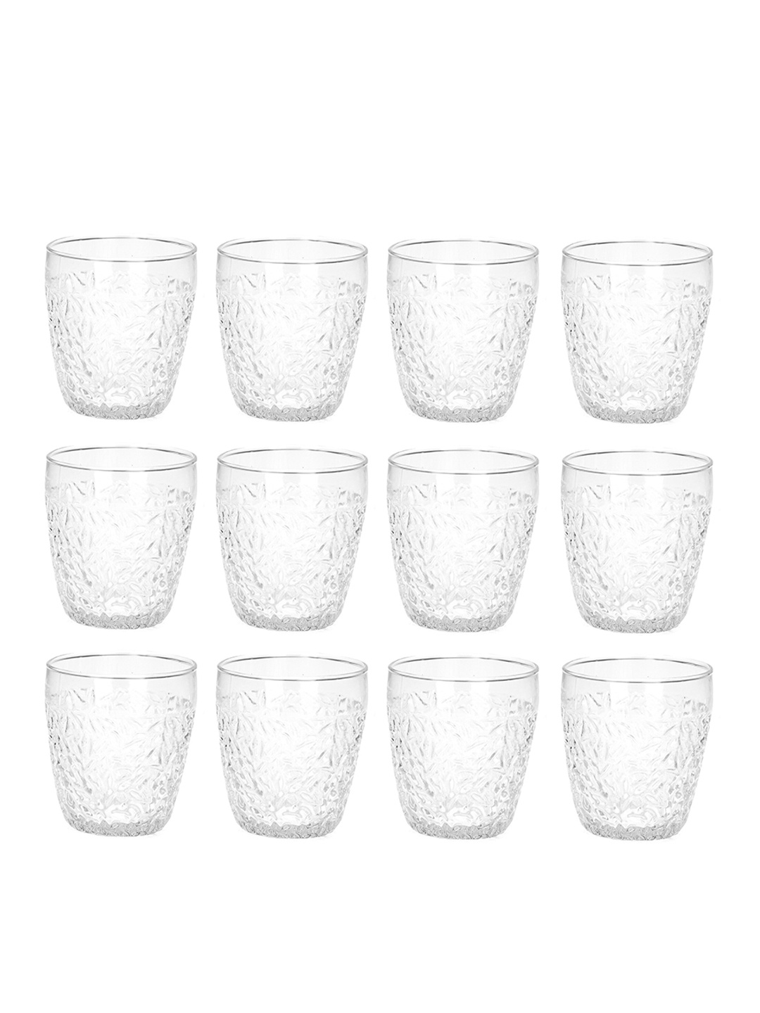 

1ST TIME Transparent 12 Pieces Textured Water Glasses 200 ml Each