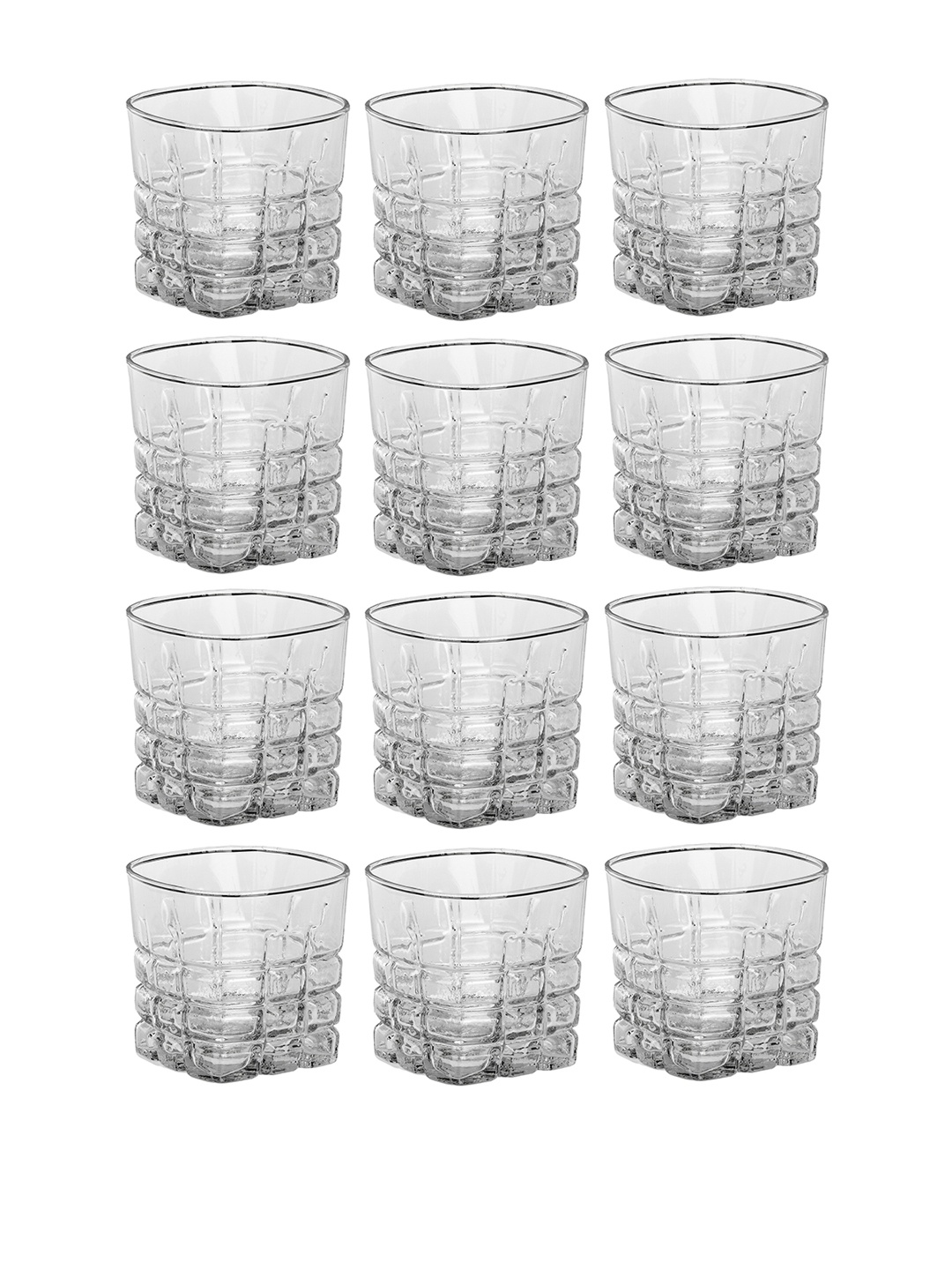 

1ST TIME Transparent 12 Pieces Textured Water Glasses- 200ml