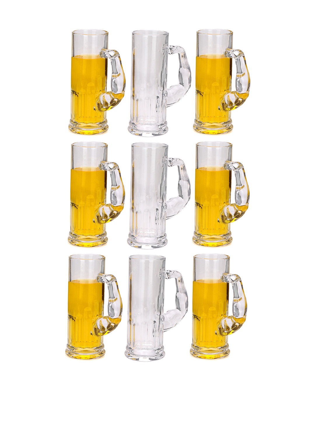 

1ST TIME 9 Pcs Transparent Glass Beer Glasses 600 ml Each