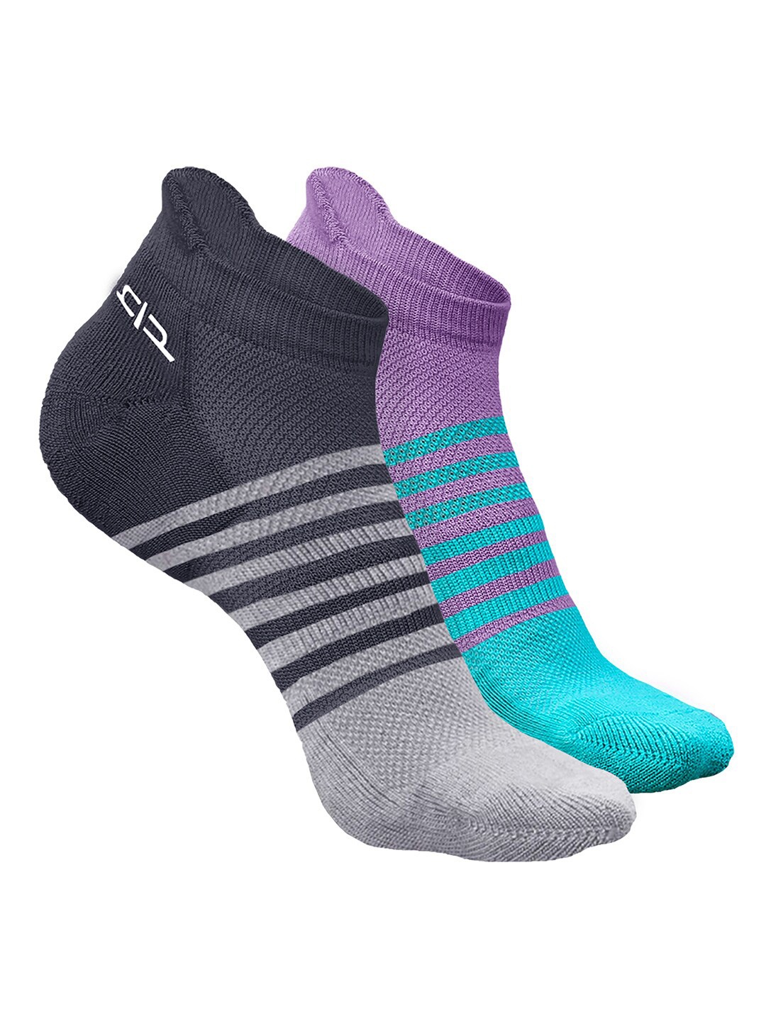 

Heelium Men Pack of 2 Bamboo Super Soft & Odour-Free Breathable Striped Ankle-Length Socks, Purple