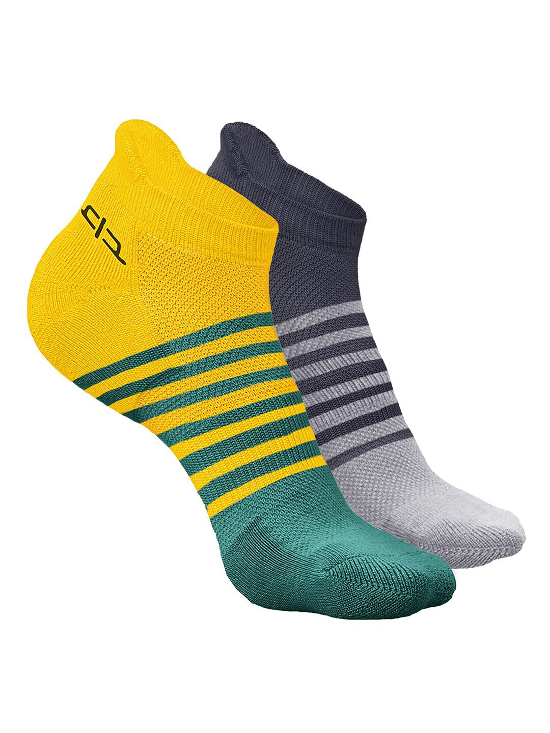 

Heelium Men Pack of 2 Bamboo Super Soft & Odour-Free Breathable Striped Ankle-Length Socks, Green