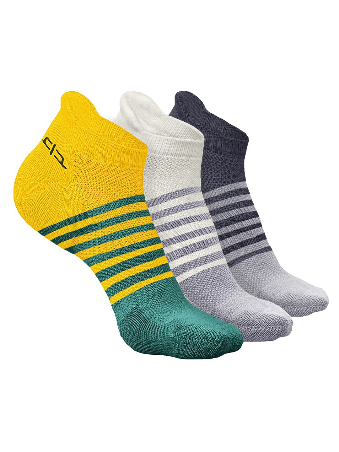 

Heelium Men Pack of 3 Bamboo Super Soft & Odour-Free Breathable Striped Ankle-Length Socks, Yellow