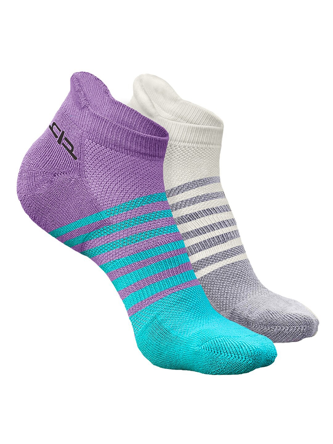 

Heelium Men Pack of 2 Bamboo Super Soft & Odour-Free Breathable Striped Ankle-Length Socks, Purple