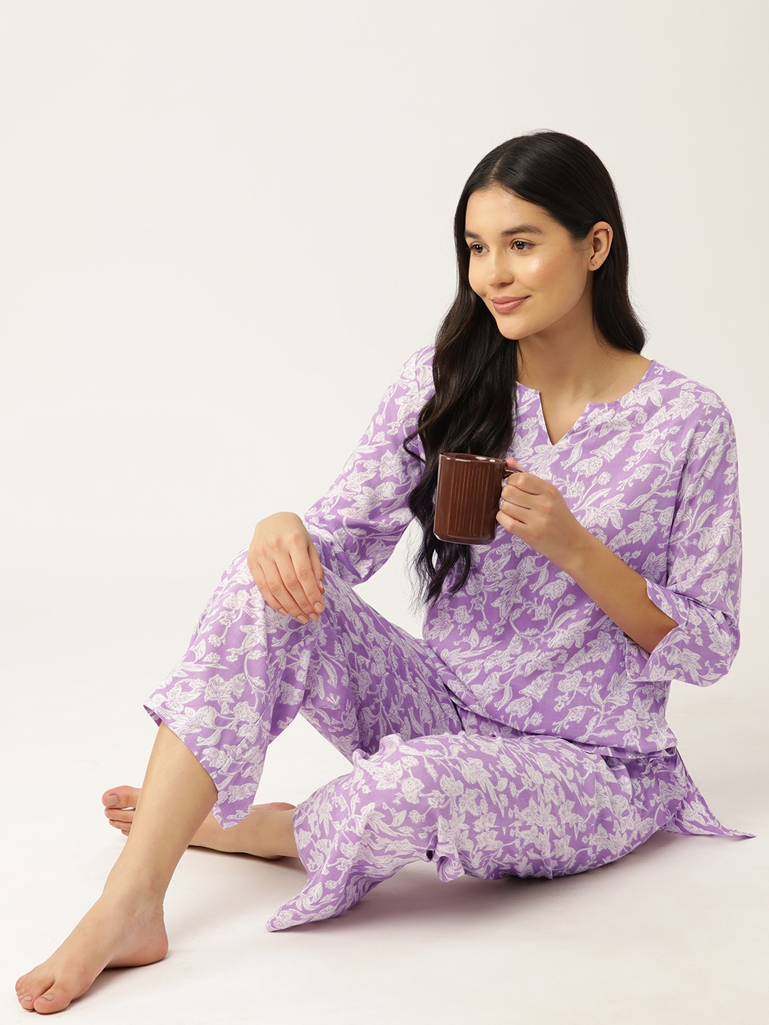 

ETC Floral Print Night Suit, Lavender