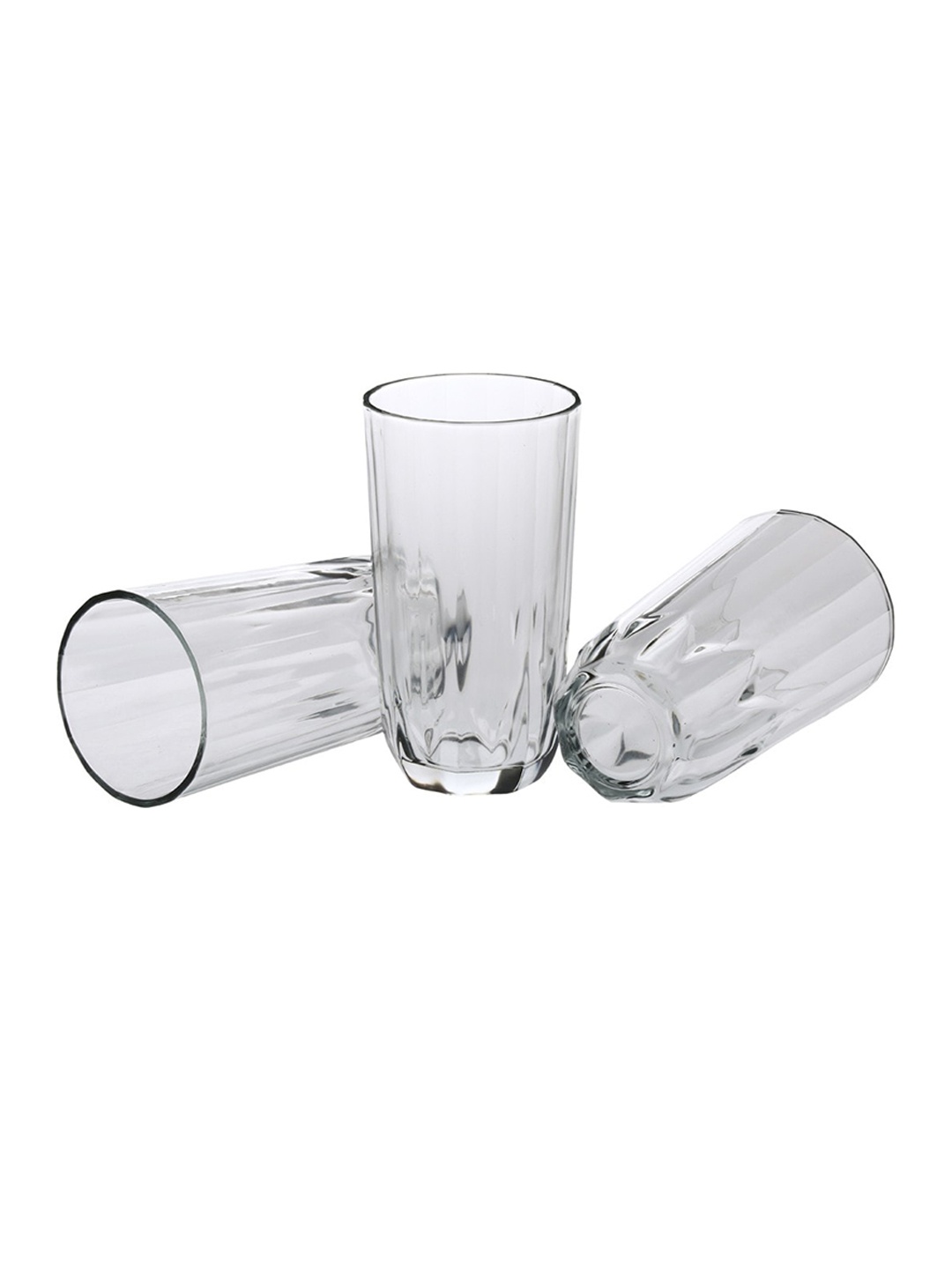 

1ST TIME Transparent 4Pcs Textured Glass Dishwasher Safe Water Glasses 300 ml Each