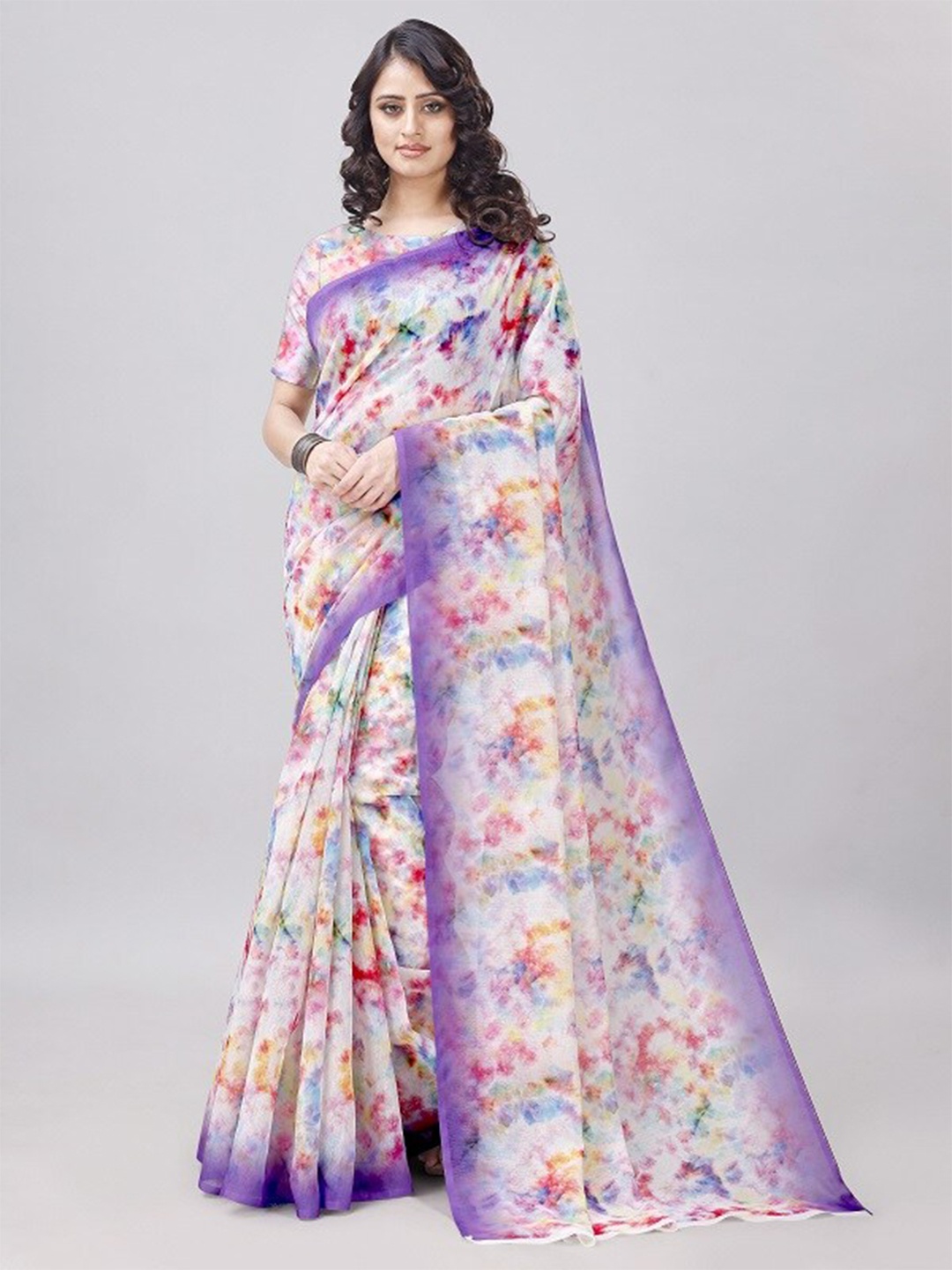 

LEOSAGI Tie and Dye Pure Cotton Saree, White