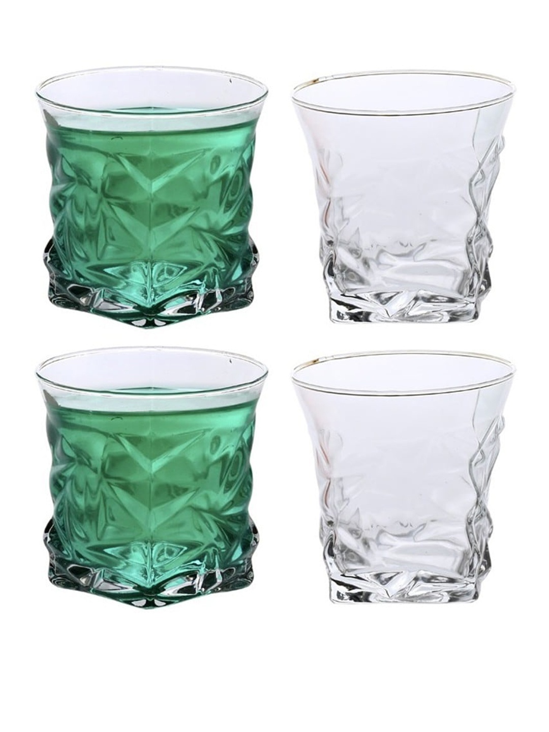 

1ST TIME Transparent 6Pcs Textured Glass Dishwasher Safe Water Glasses 250 ml Each