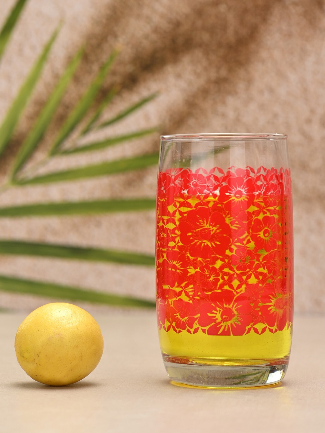 

1ST TIME Transparent & Red Printed Water Glass 280 ml