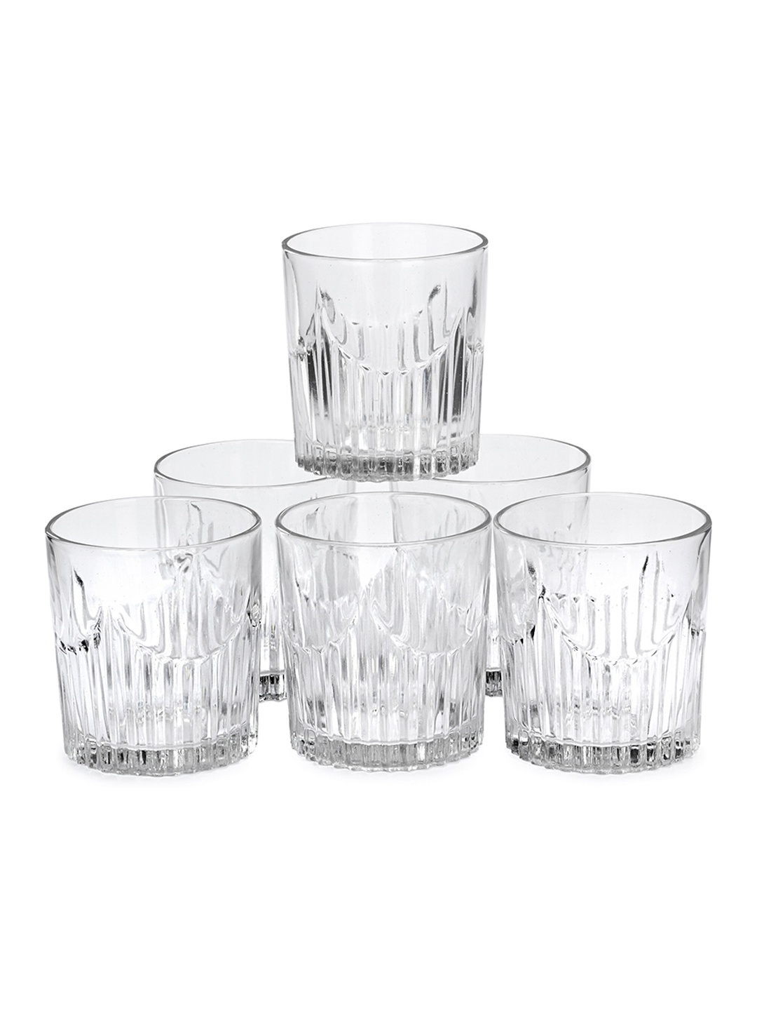 

1ST TIME Transparent 6 Pieces Textured Dishwasher Safe Whisky Glasses 200ml