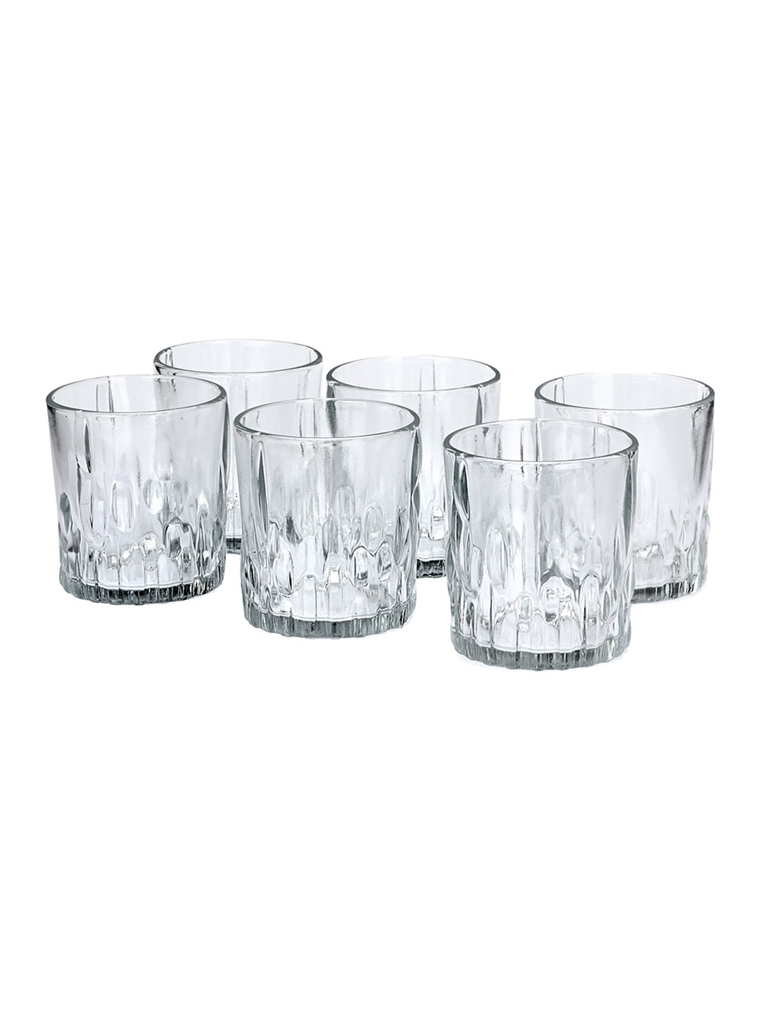 

1ST TIME Transparent 6Pcs Textured Glass Dishwasher Safe Water Glasses 200ml each