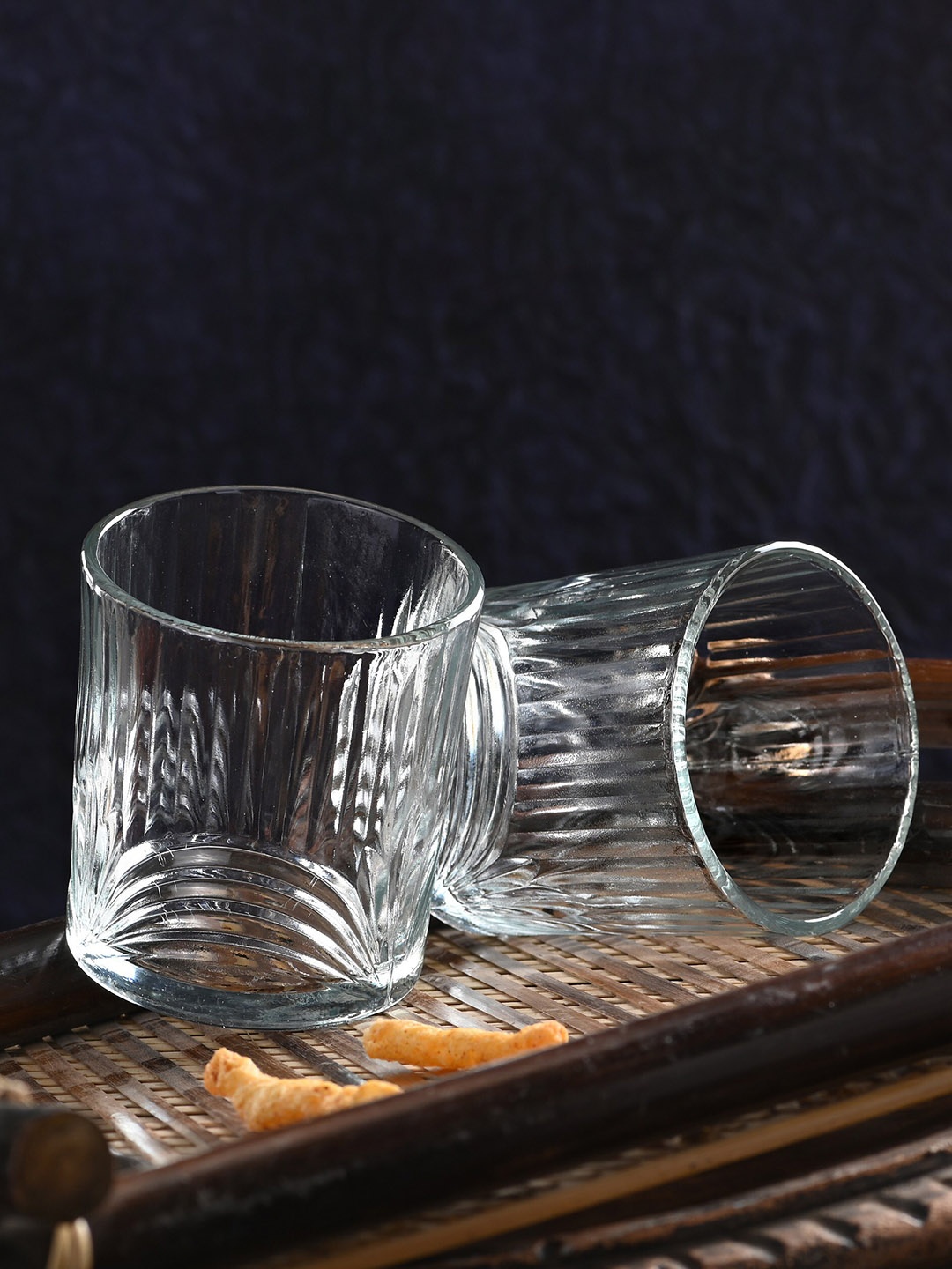 

1ST TIME 3 Pieces Transparent Textured Water Glass 200 ml