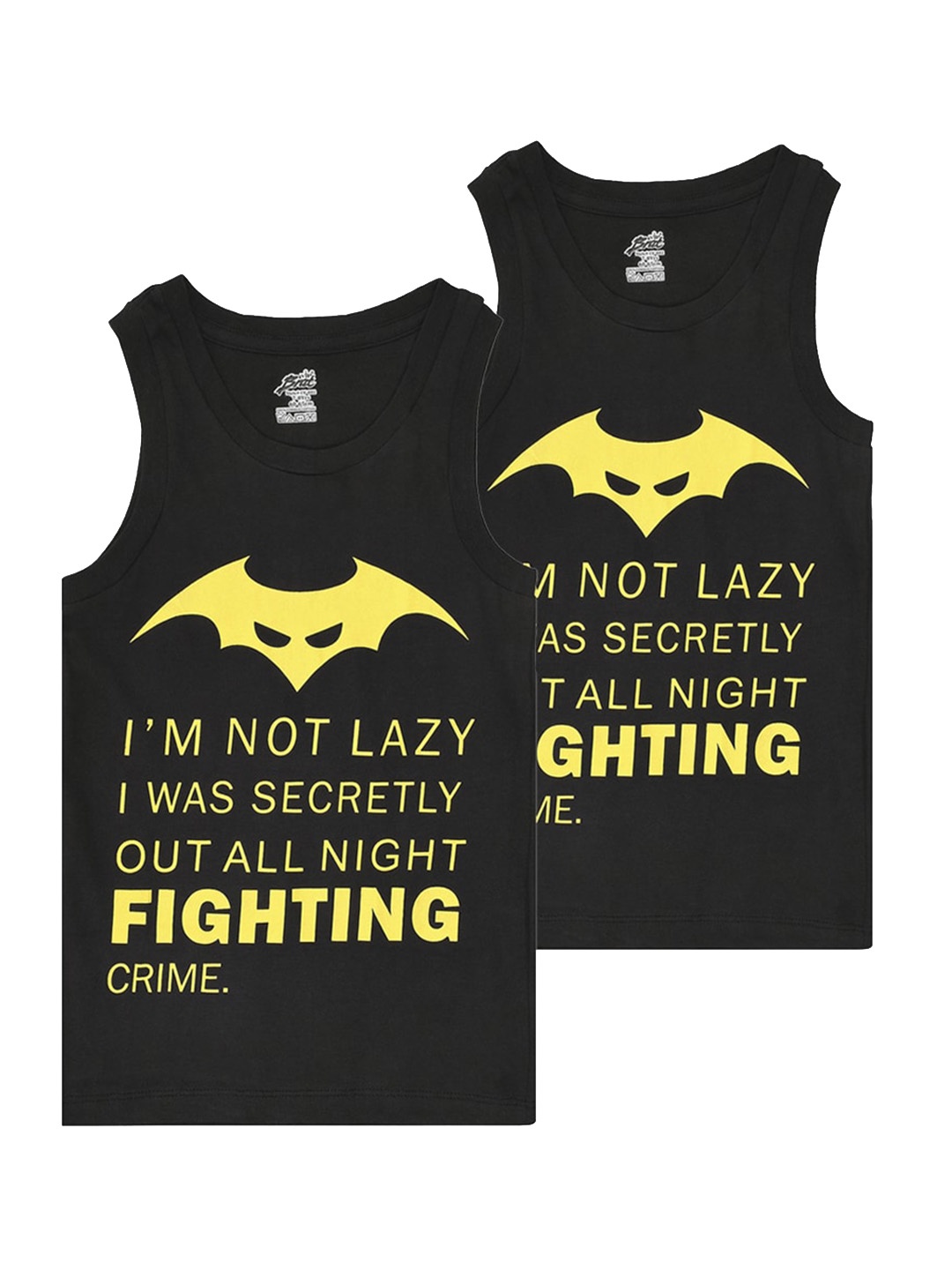 

BRAT Boys Pack Of 2 Printed Cotton Tank Vests BR-BI-VS-CV002-10P-BK-6-PO2, Black