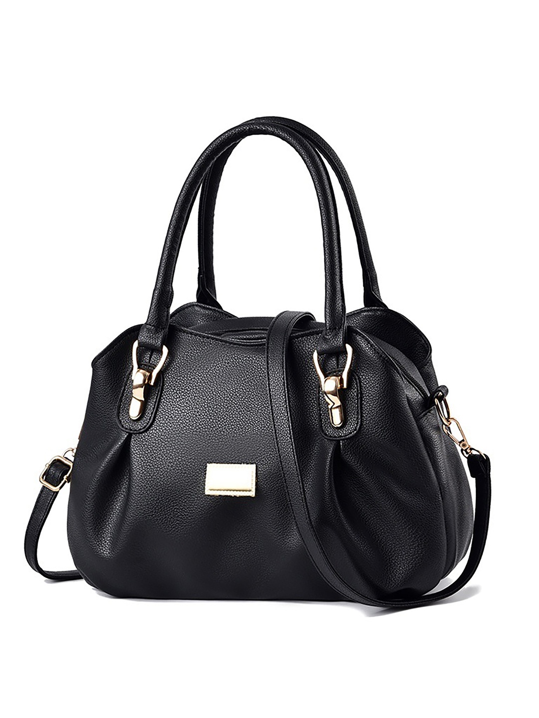 

SYGA Leather Structured Handheld Bag, Black