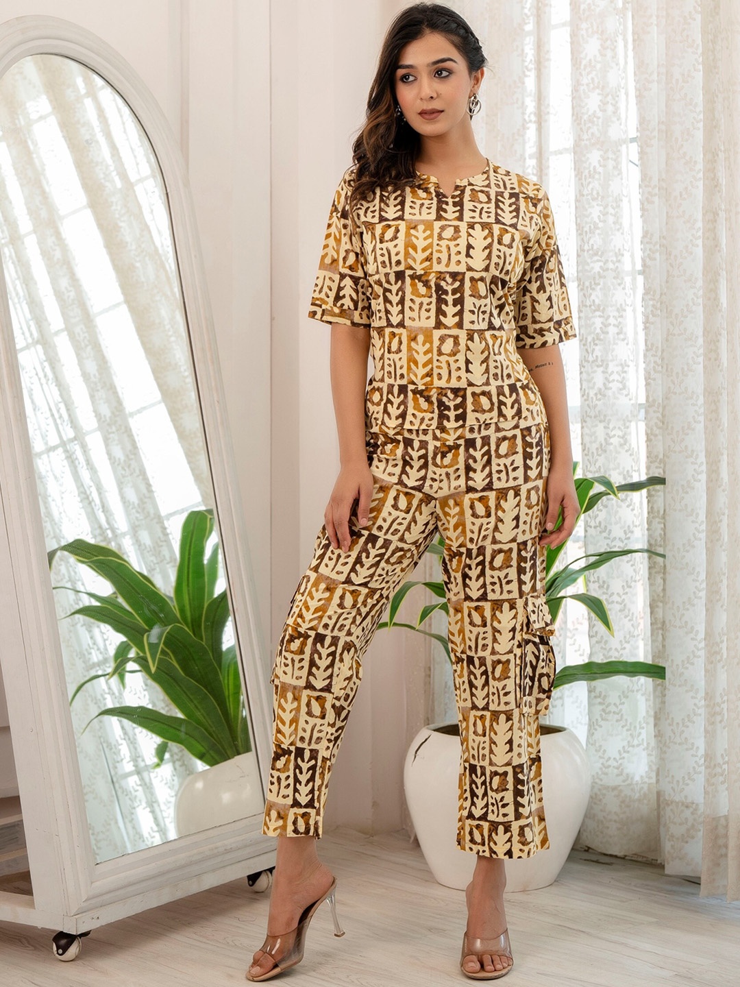 

SUUT Clothing Printed Tunic With Trousers Co-Ords Set, Green