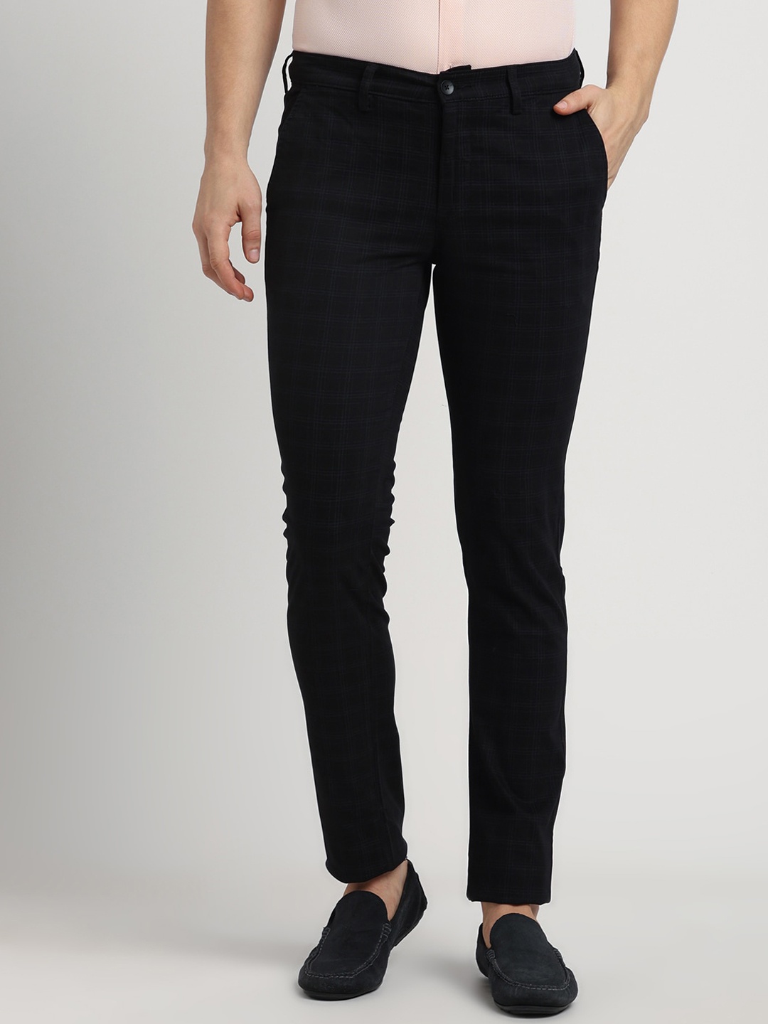 

Turtle Men Checked Smart Tapered Fit Trouser, Black