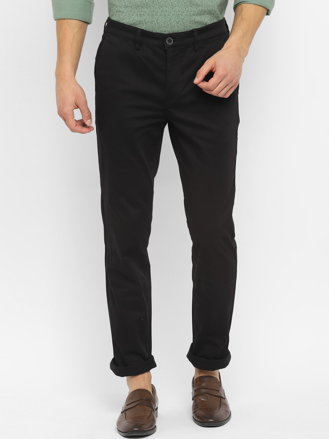 

Turtle Men Smart Mid Rise Skinny Fit Cotton Trouser, Black