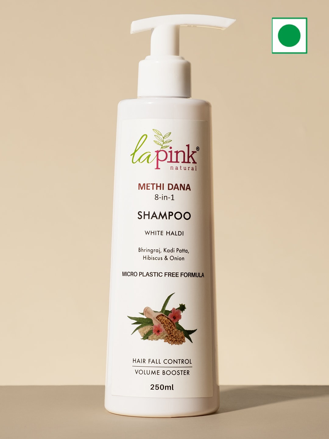 

La Pink Methi Dana 8-in-1 Anti Hairfall Shampoo with Onion & Hibiscus - 250 ml, White