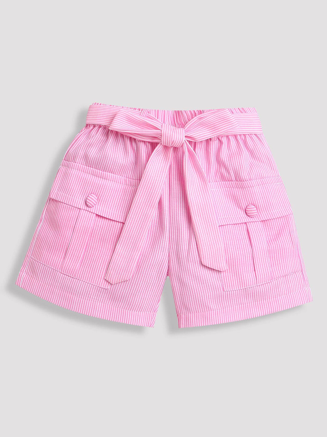 

Tiny Girl Girls Striped Linen Shorts, Pink