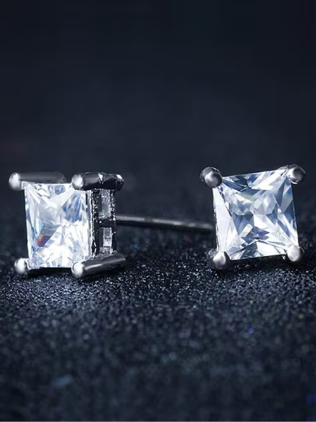 

Krelin Men Stainless Steel Square Studs, Silver