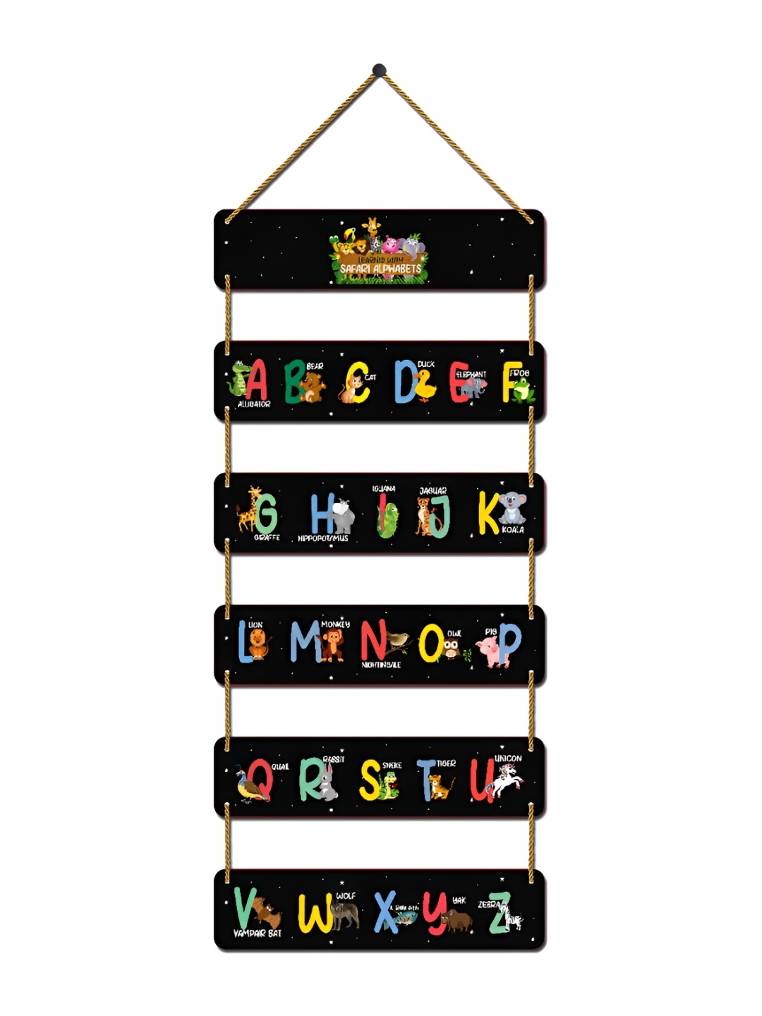 Home Delight Black & Blue Printed Wooden Wall Hanging