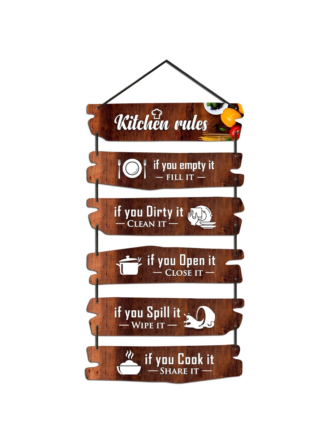 

Home Delight Brown & White Typography Printed Wooden Wall Hanging