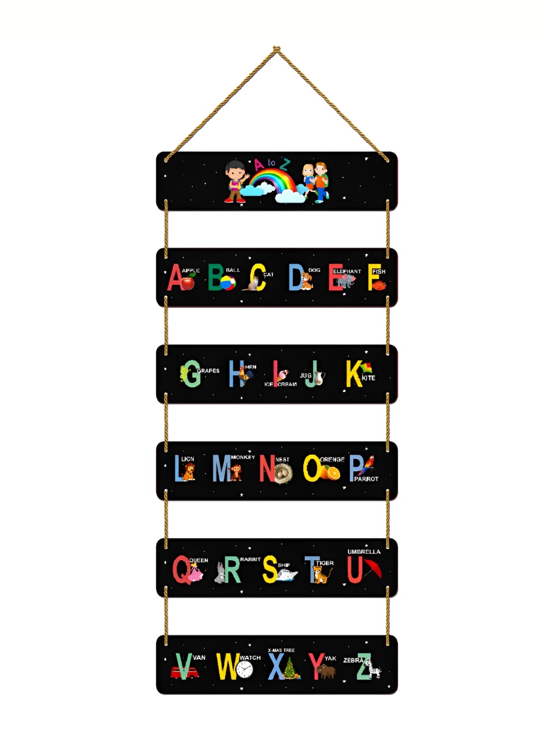 

Home Delight Black & Blue Printed Wooden Wall Hanging