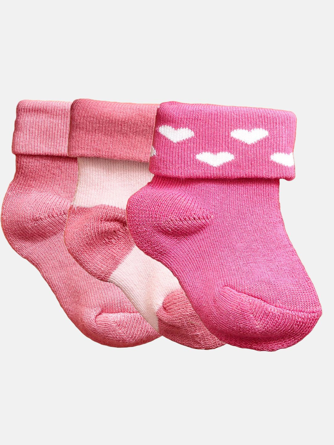 

N2S NEXT2SKIN Infant Kids Pack Of 3 Patterned Ankle Length Cotton Socks, Pink