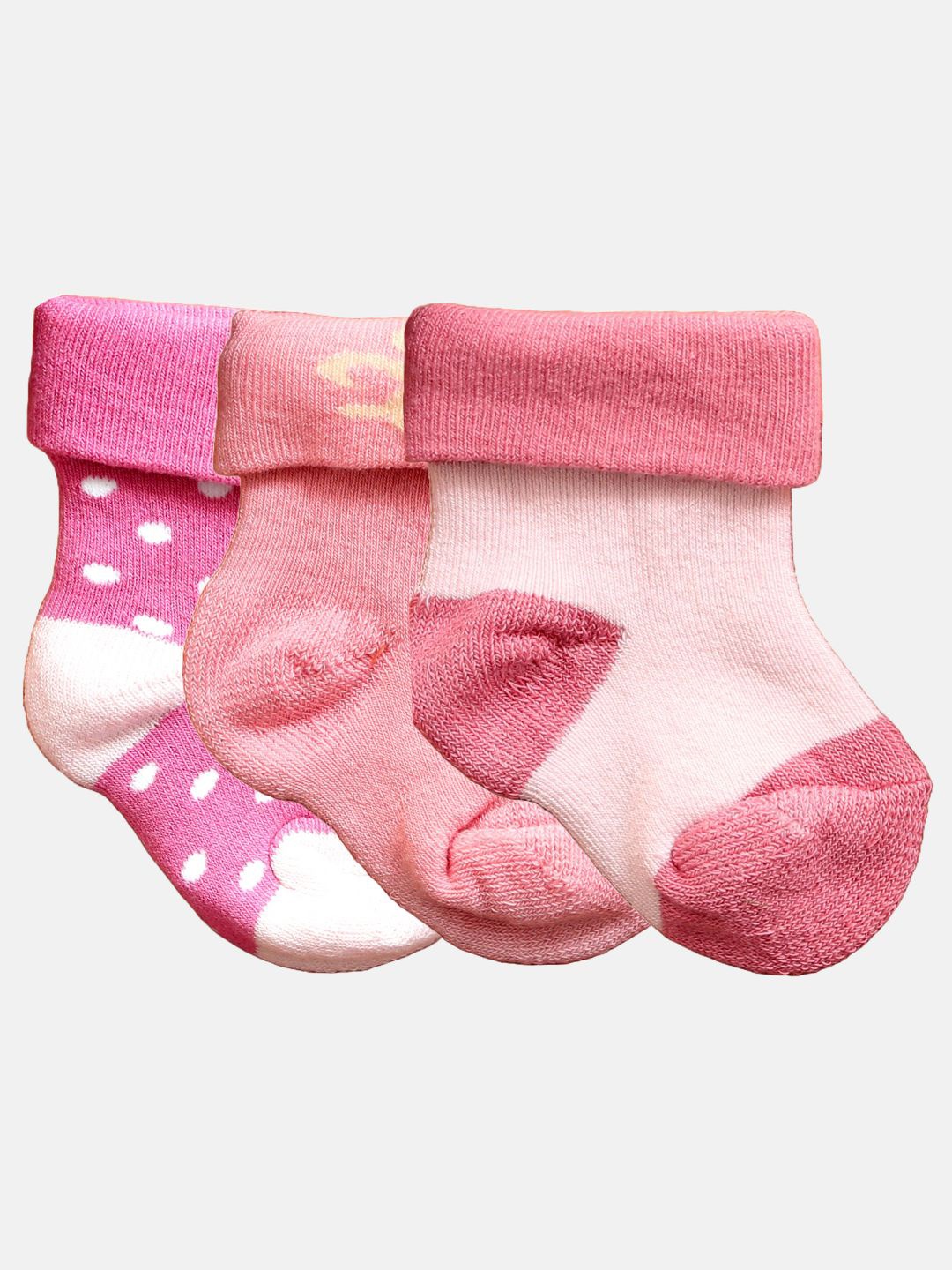 

N2S NEXT2SKIN Infant Kids Pack Of 3 Patterned Cotton Ankle Length Socks, Pink
