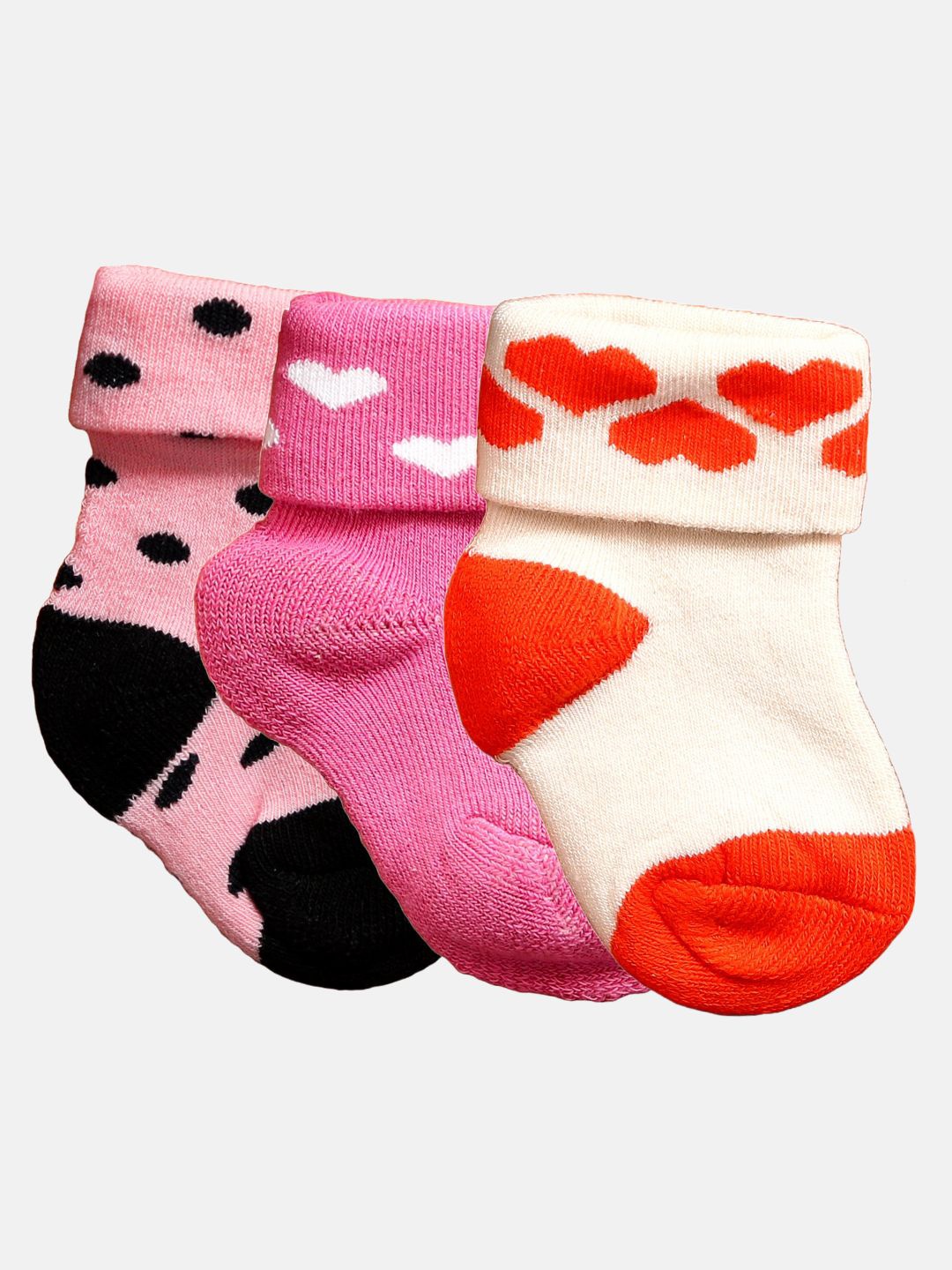 

N2S NEXT2SKIN Infant Kids Pack Of 3 Patterned Ankle Length Cotton Socks, Pink