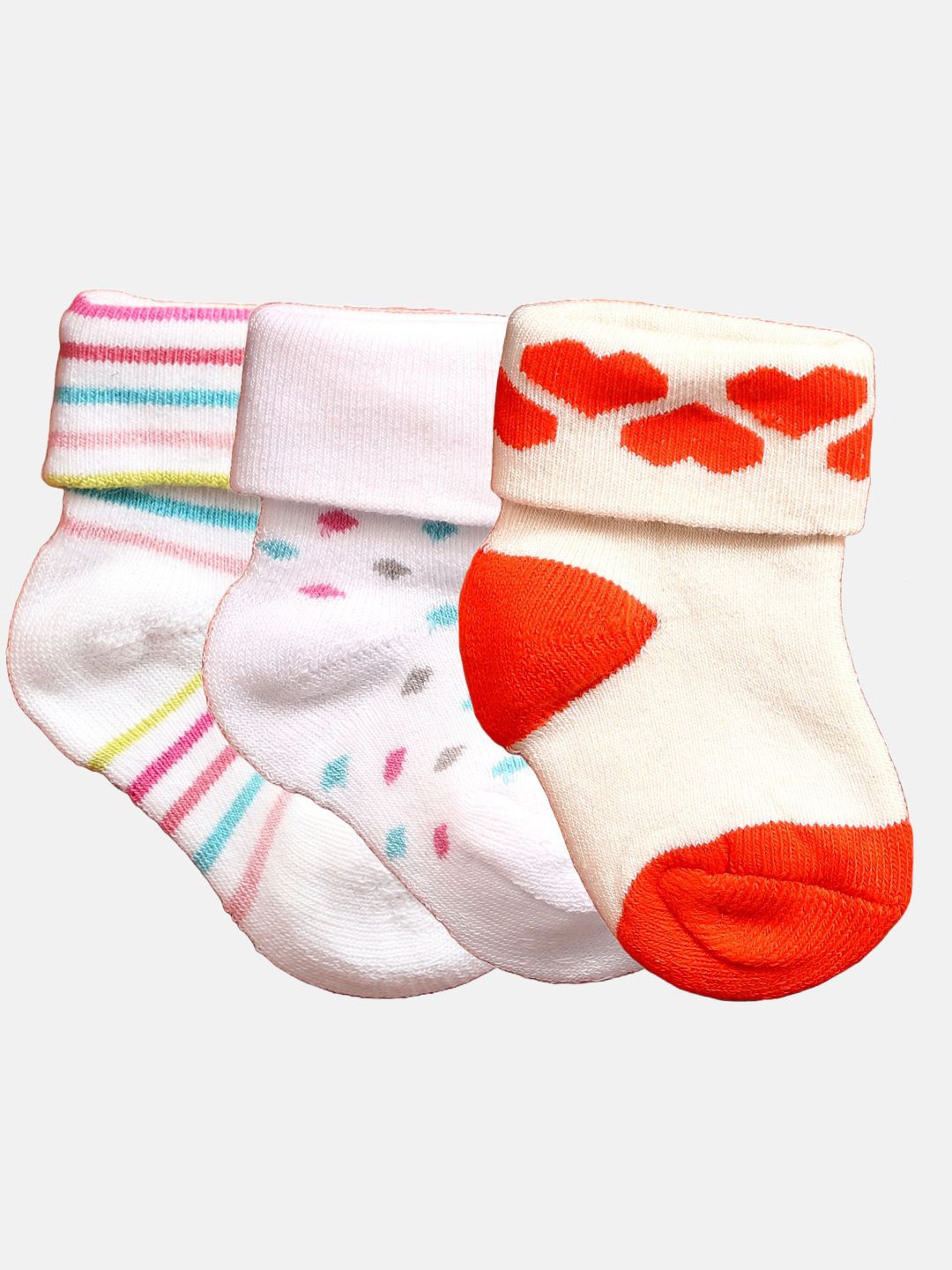 

N2S NEXT2SKIN Infants Pack Of 3 Patterned Cotton Ankle Length Socks, White