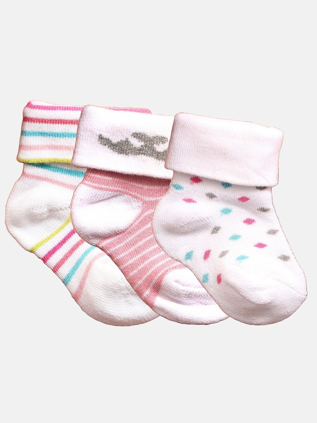 

N2S NEXT2SKIN Infant Kids Pack Of 3 Cotton Ankle Length Socks, White