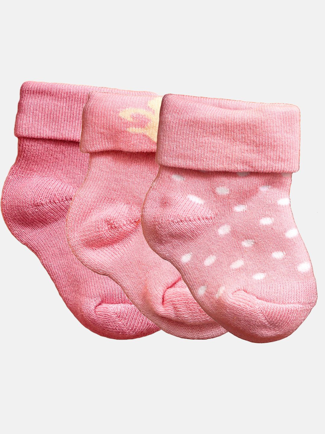 

N2S NEXT2SKIN Infant Kids Pack Of 3 Patterned Cotton Ankle Length Socks, Pink