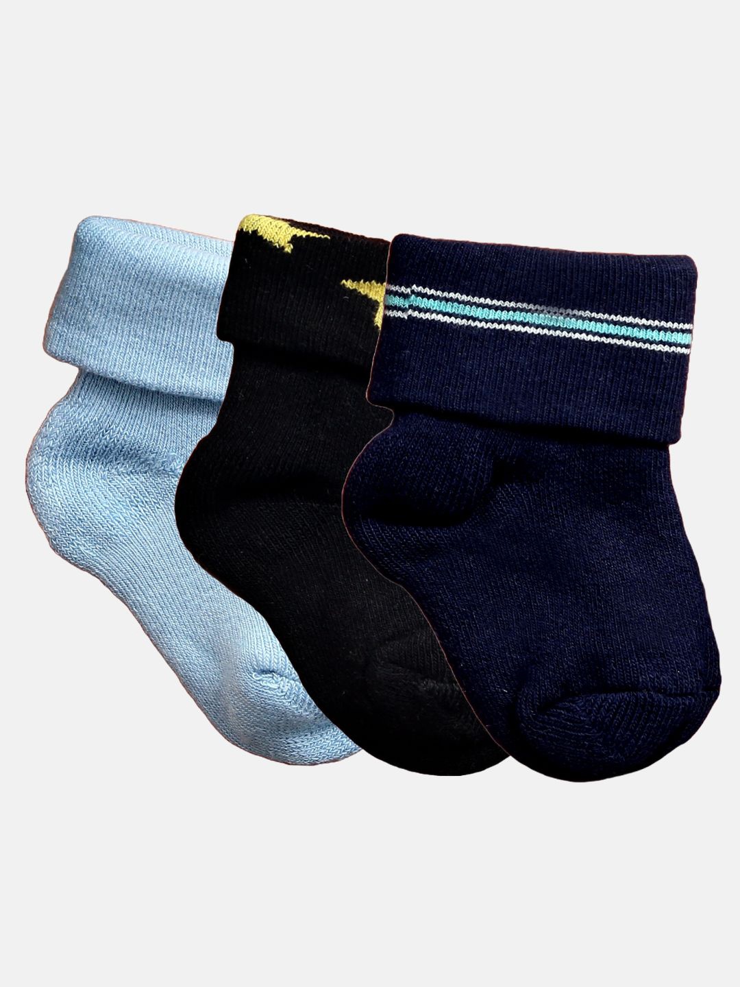 

N2S NEXT2SKIN Infants Pack Of 3 Cotton Ankle Length Socks, Black