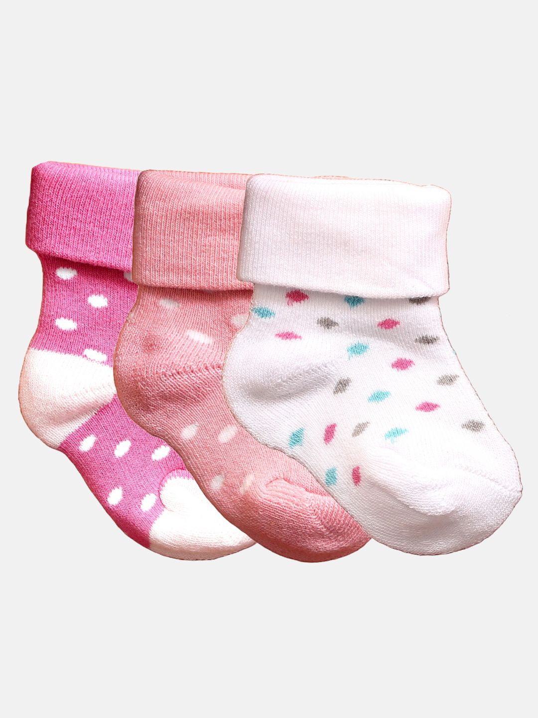 

N2S NEXT2SKIN Infant Kids Pack Of 3 Patterned Ankle Length Socks, Pink