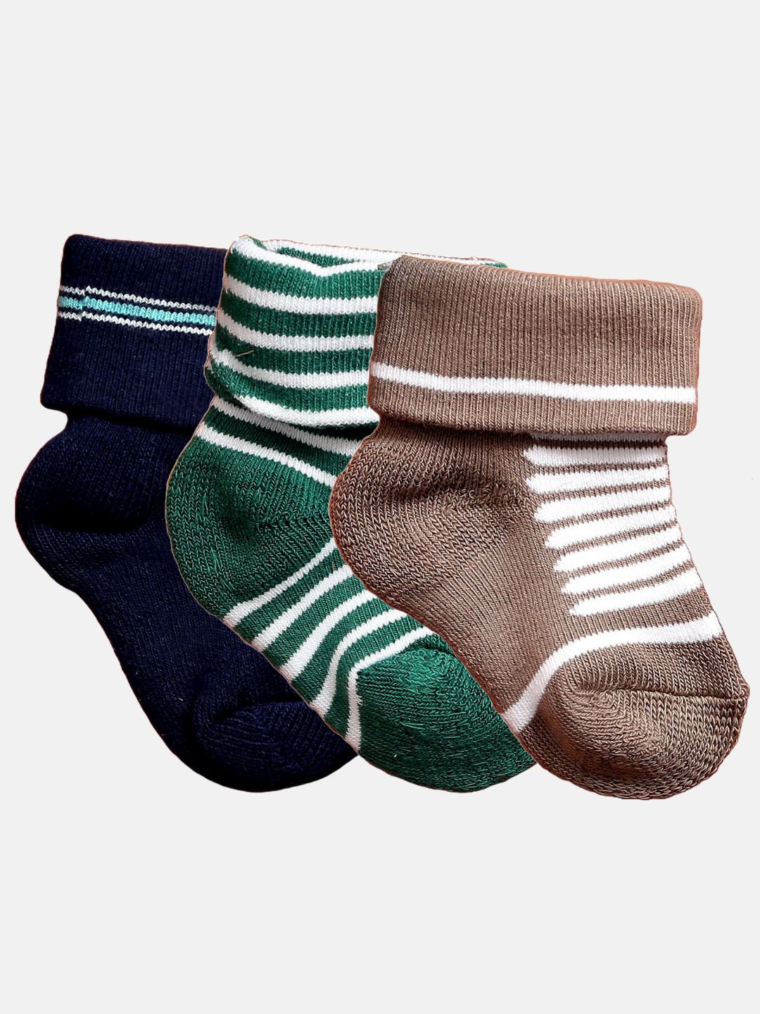 

N2S NEXT2SKIN Infant Kids Pack Of 3 Patterned Ankle Length Cotton Socks, Navy blue