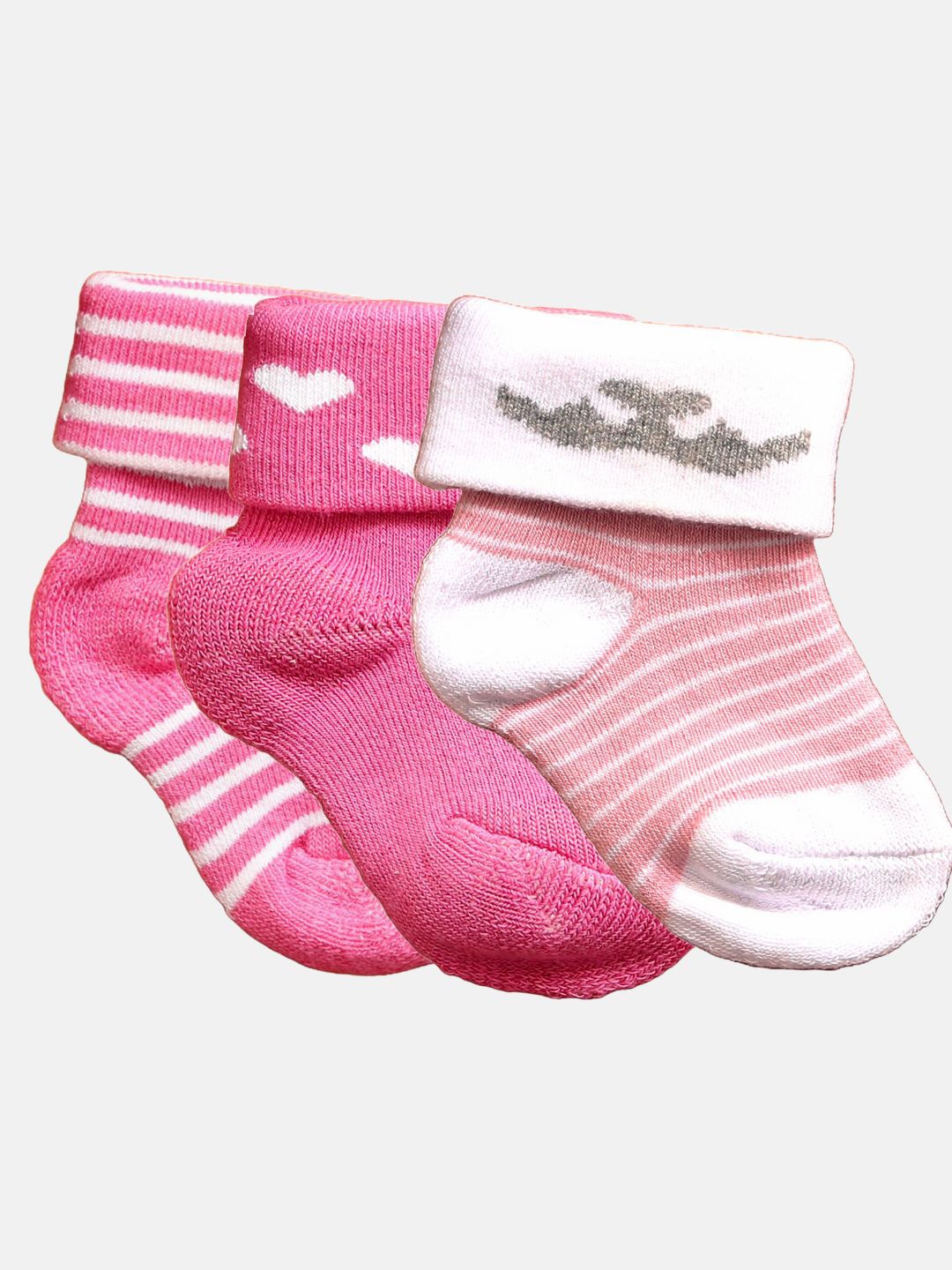 

N2S NEXT2SKIN Infants Pack Of 3 Patterned Ankle Length Socks, Pink
