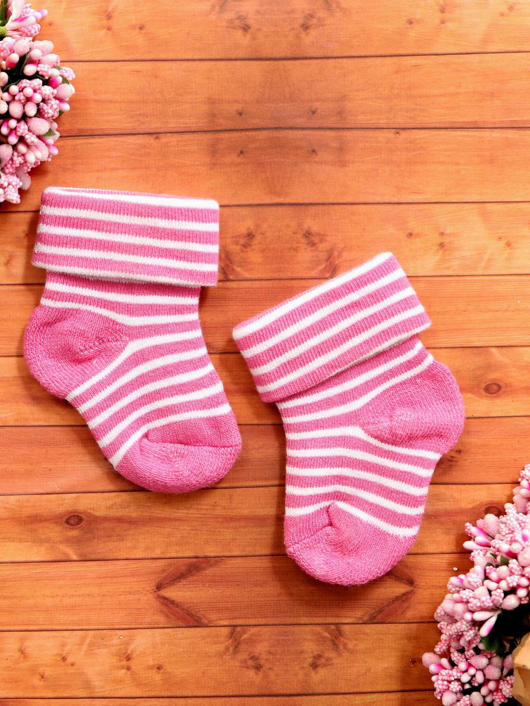 

N2S NEXT2SKIN Infant Kids Pack Of 3 Patterned Ankle Length Cotton Socks, Pink