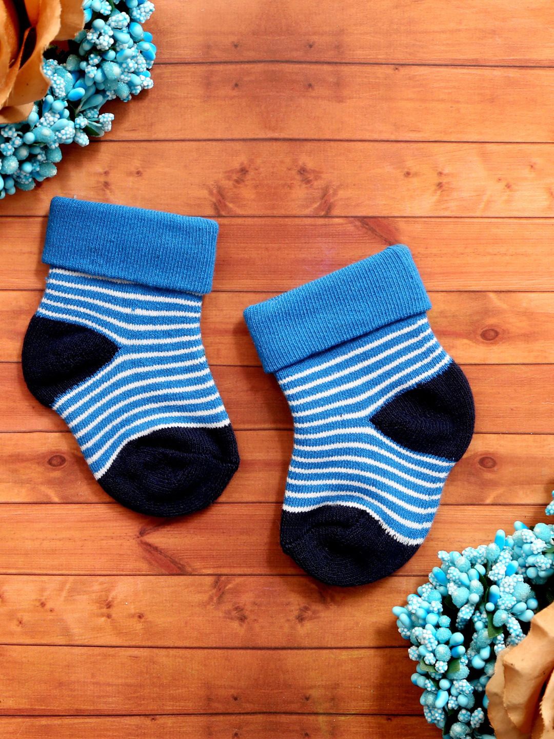 

N2S NEXT2SKIN Infant Kids Pack Of 3 Patterned Ankle Length Cotton Socks, Blue