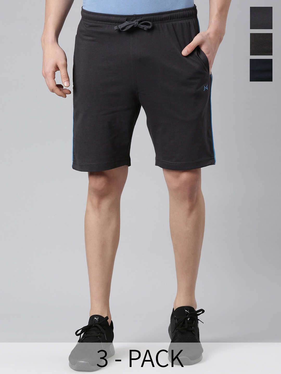 

Force NXT Men Pack of 3 Sports Shorts, Black
