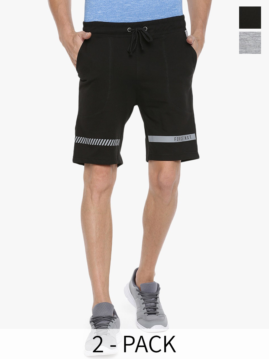 

Force NXT Men Pack of 2 Cotton Sports Shorts, Grey