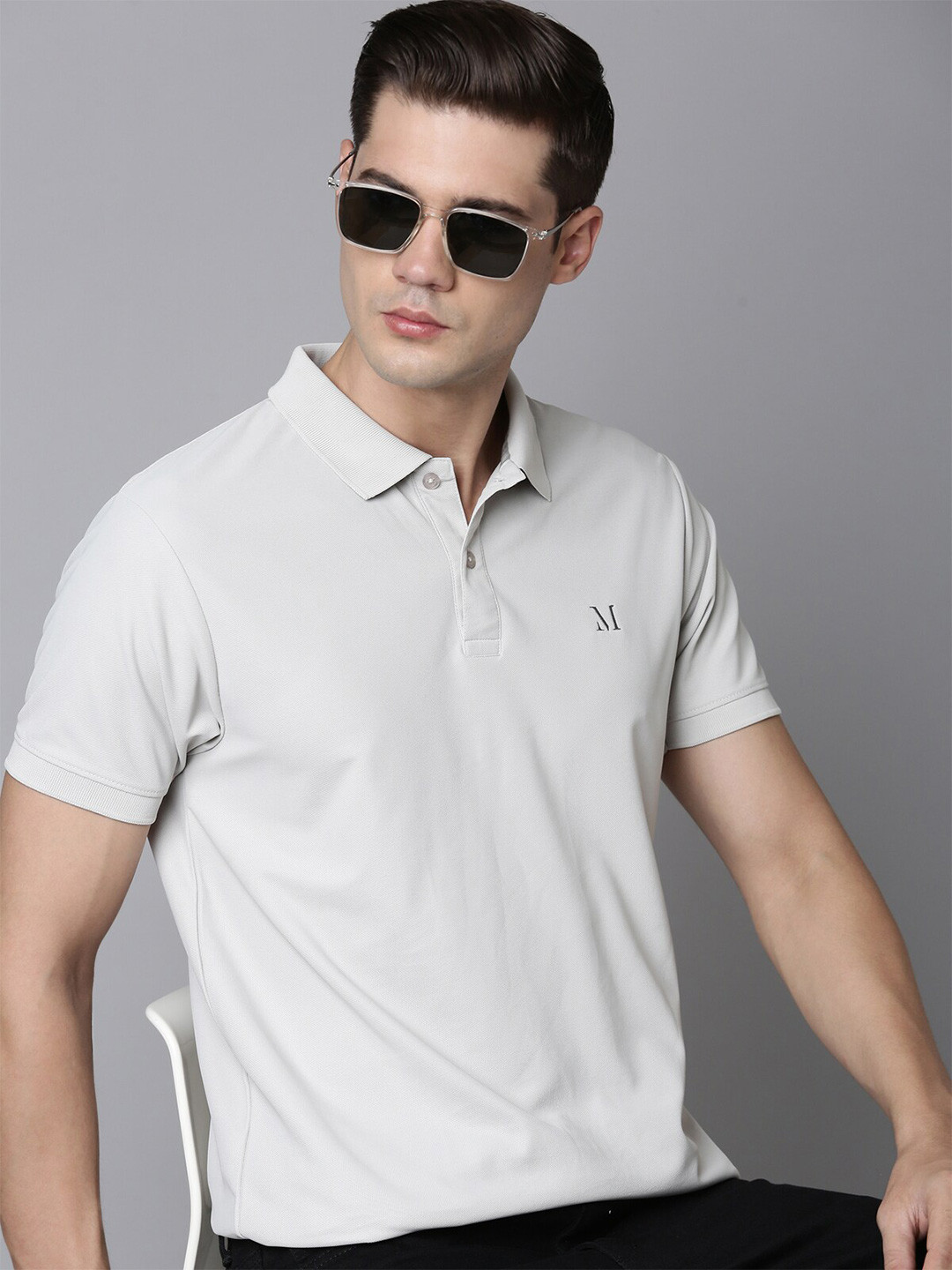 

MAXZONE Polo Collar Short Sleeves Regular Fit T-shirt, Grey