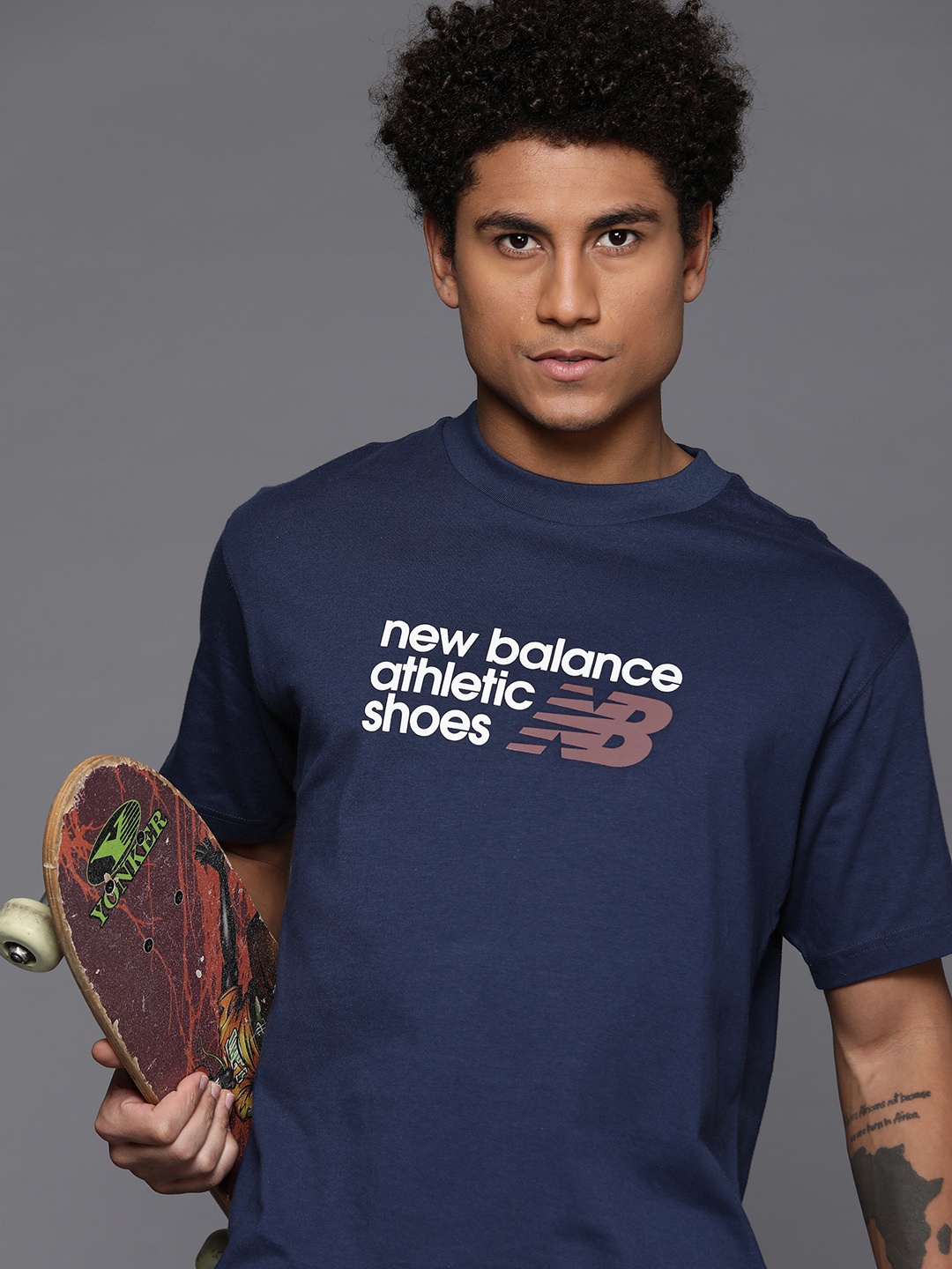 

New Balance Printed Pure Cotton T-shirt, Navy blue
