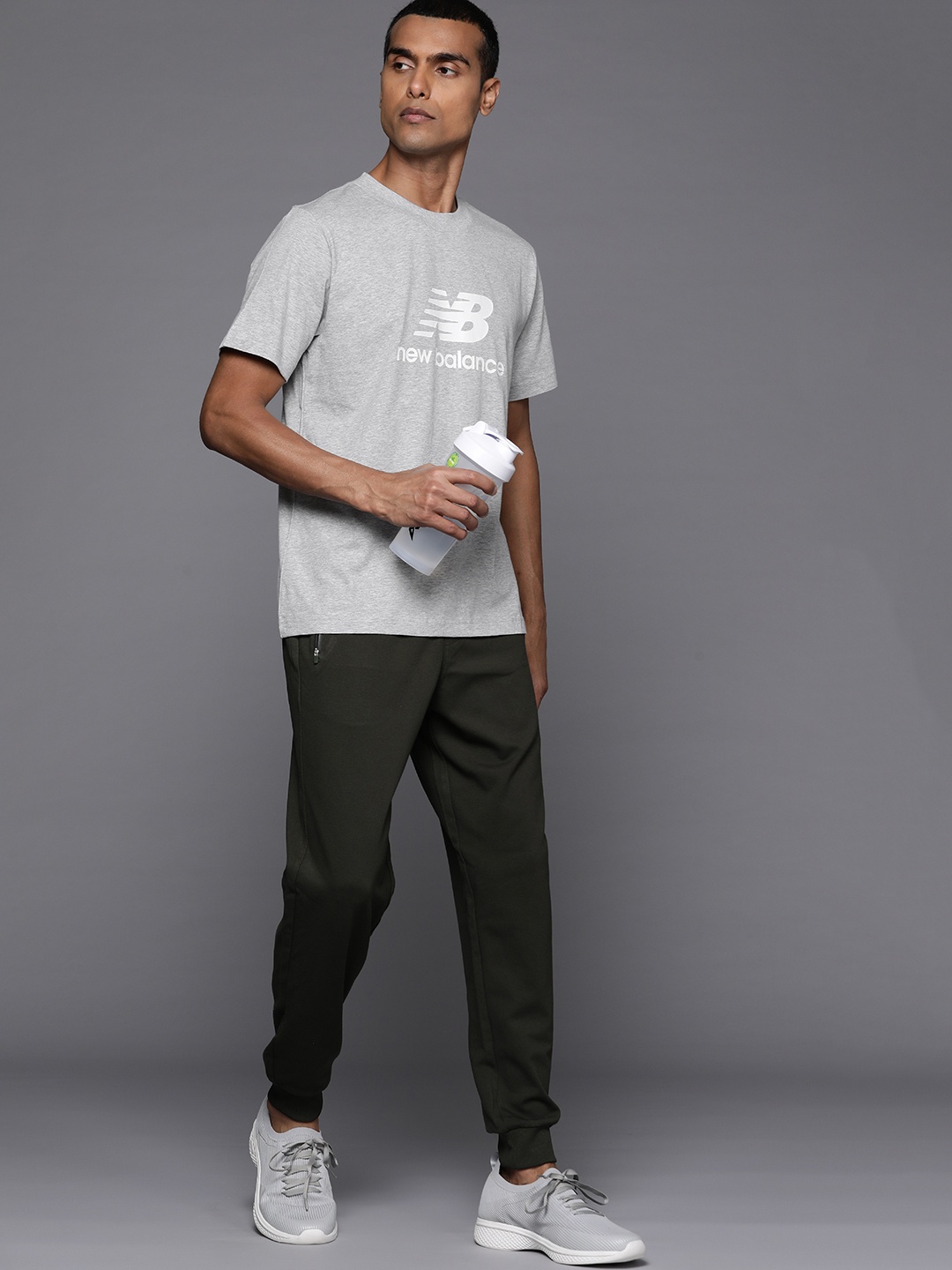 

New Balance Printed Pure Cotton T-shirt, Grey melange