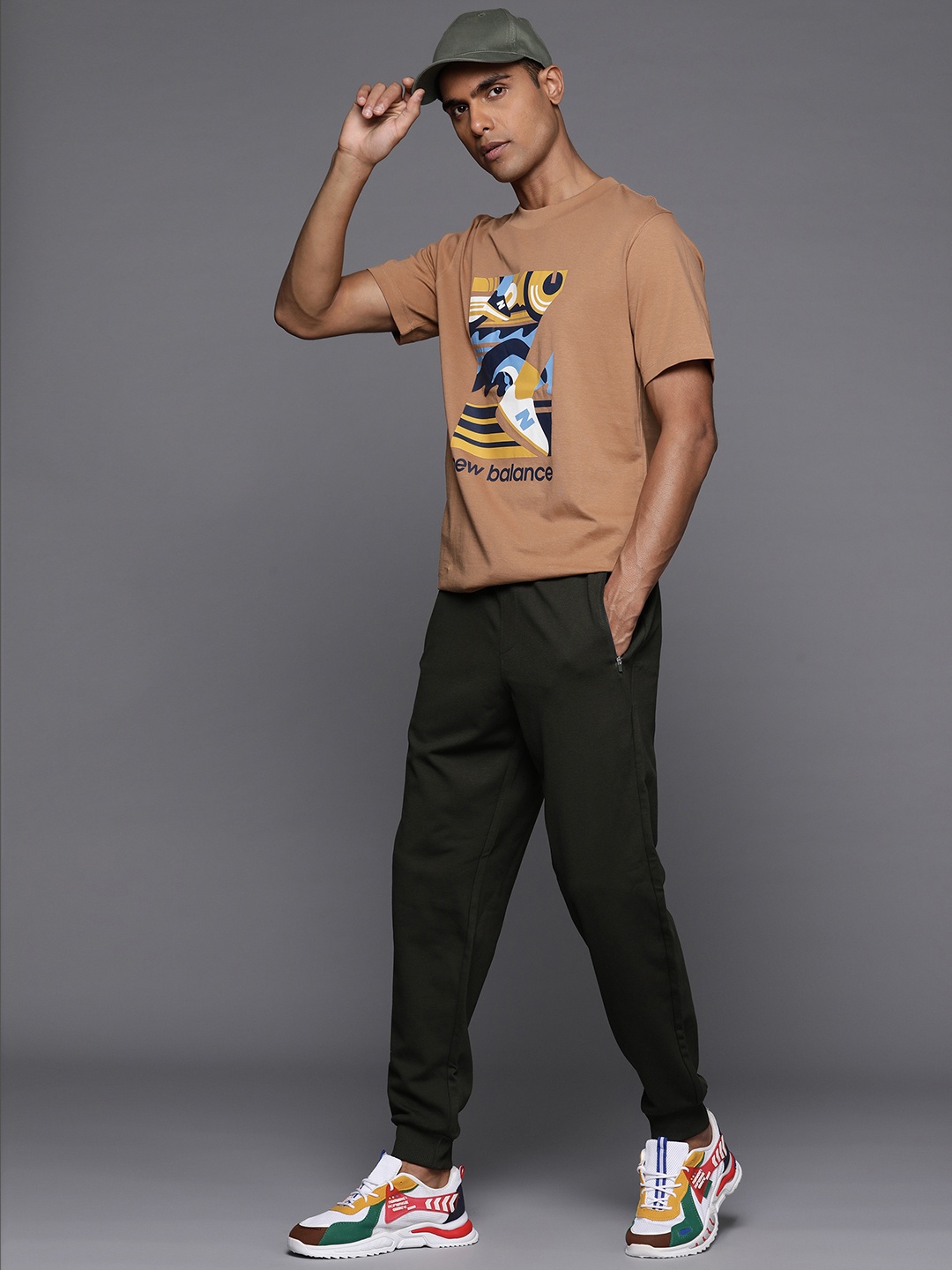 

New Balance Printed Pure Cotton T-shirt, Brown