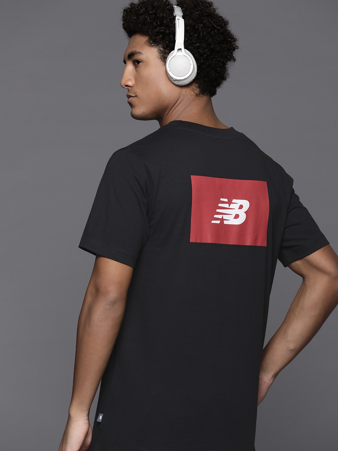 

New Balance Brand Logo Printed Pure Cotton Sports T-shirt, Black