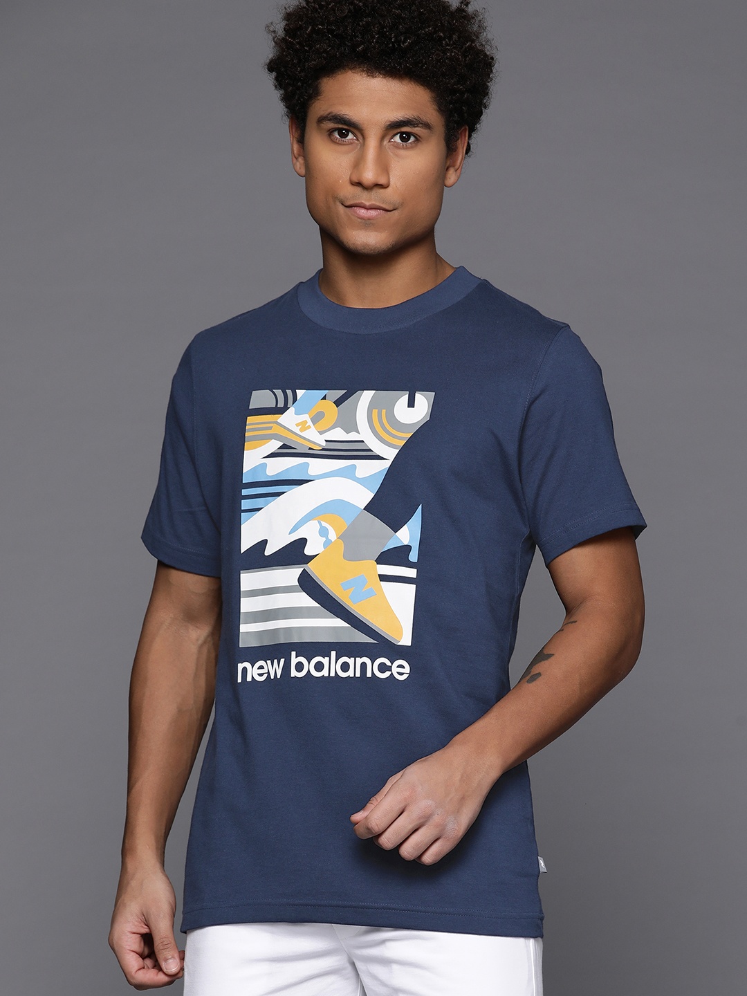 

New Balance Printed Pure Cotton T-shirt, Navy blue