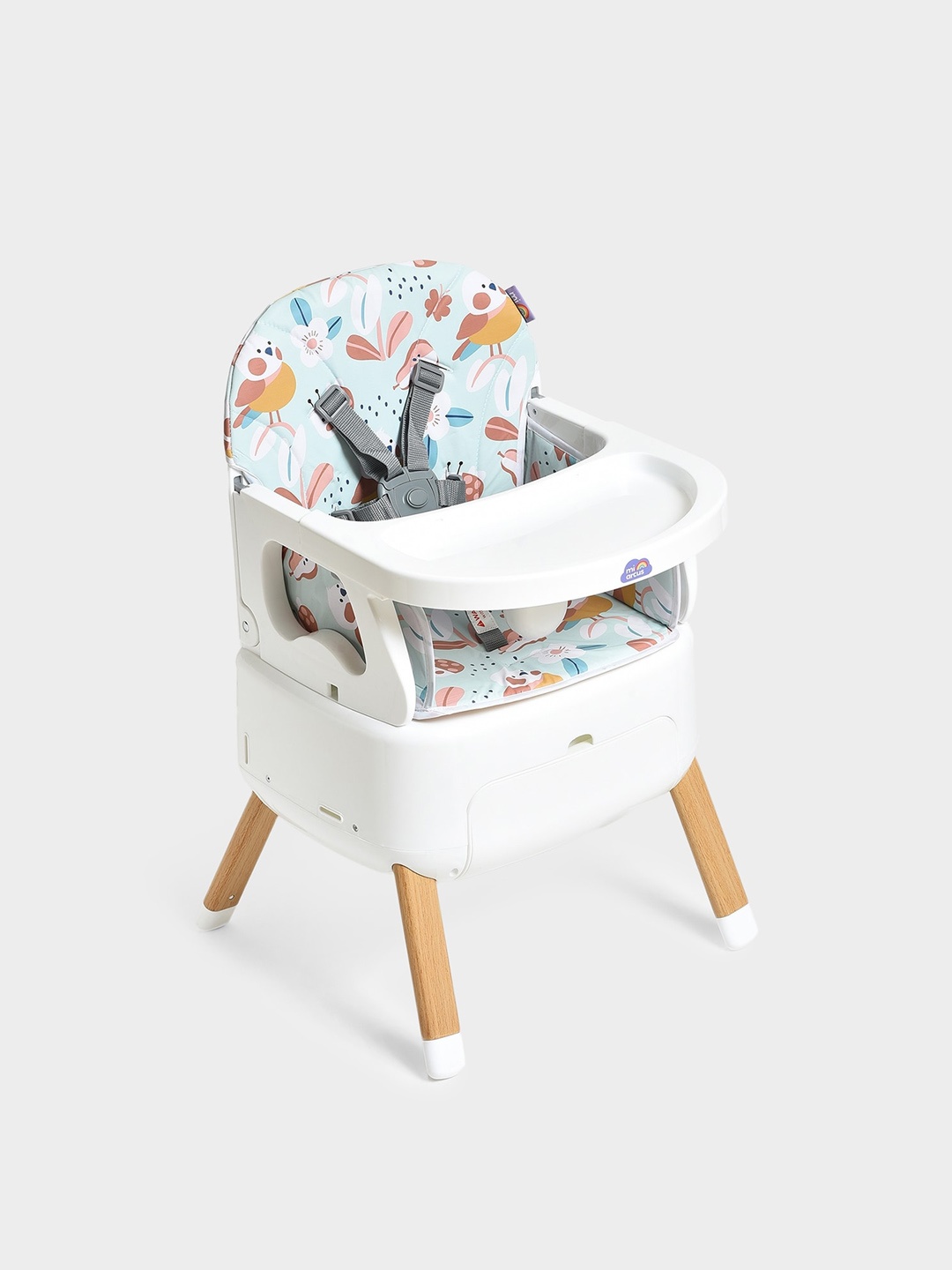 

MiArcus 4 in 1 Convertible Folding High Chair with Footrest & safety belt, White