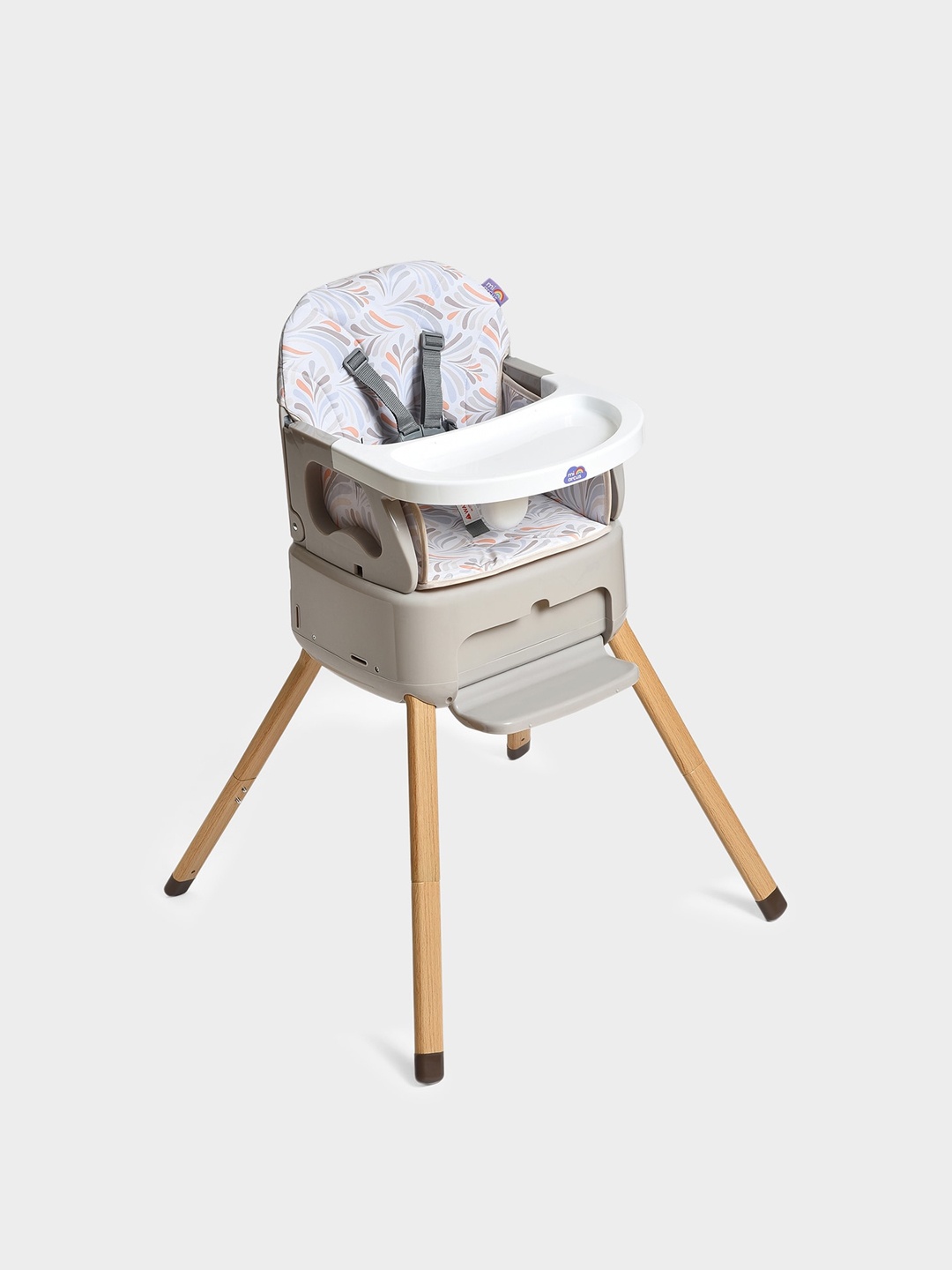 

MiArcus 4 in 1 Convertible Folding High Chair with Footrest & safety belt, Grey